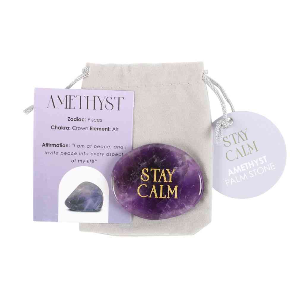 Something Different - Stay Calm Amethyst Palm Stone Kristal - Paars